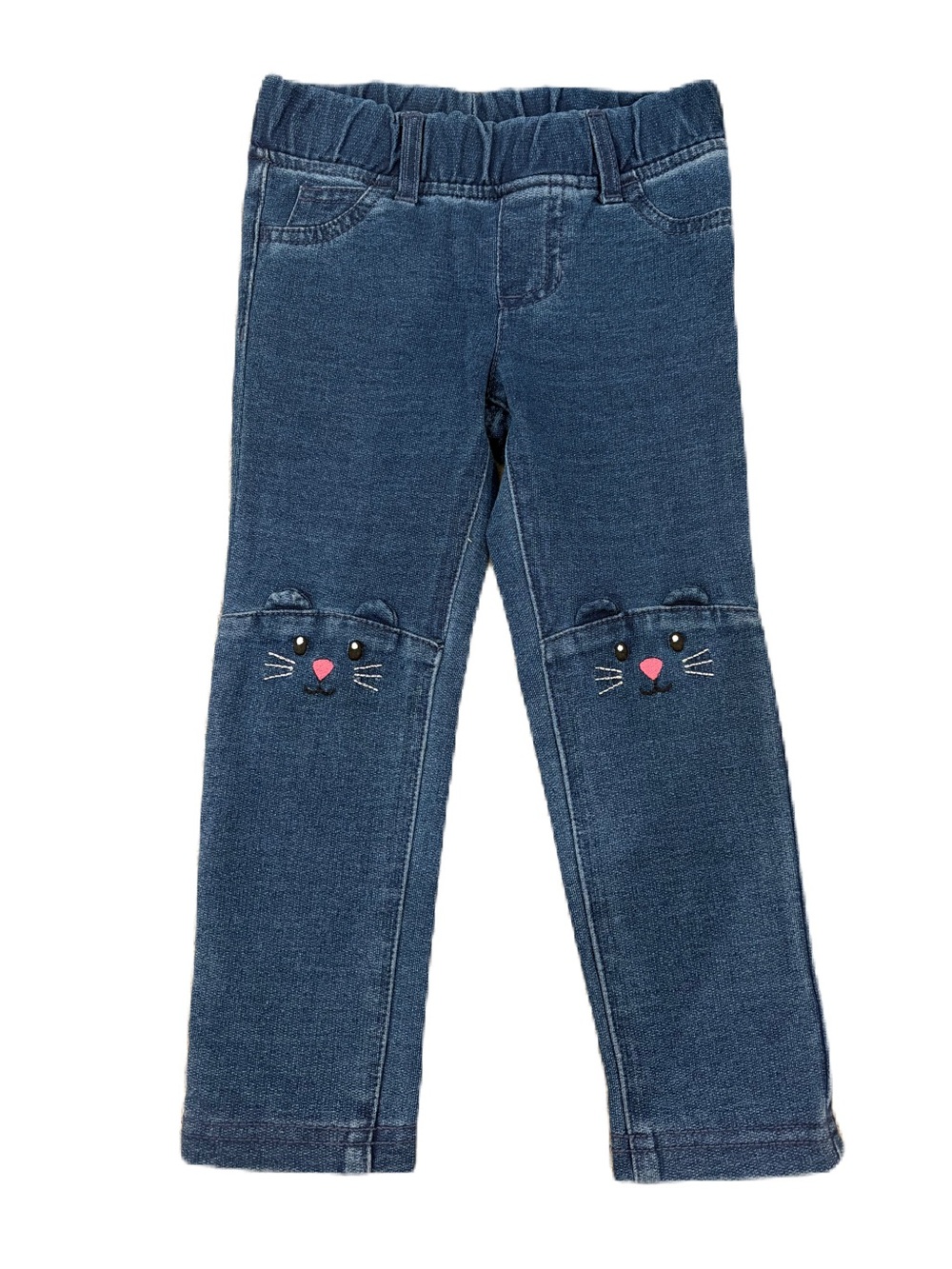 Carter's Dark Blue Leggings with Cat Face Knee Embroidery - Size 2T
